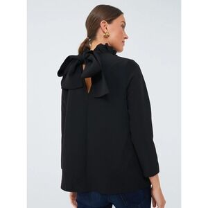 Tuckernuck Pomander Place Faye Blouse Ruffle High Neck Tie Back Bow XS Black‎